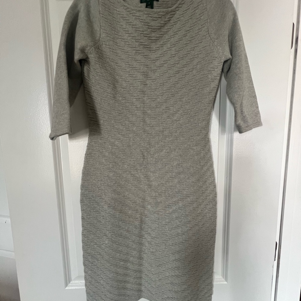 Ralph Lauren Long Sleeve Grey Knit Dress